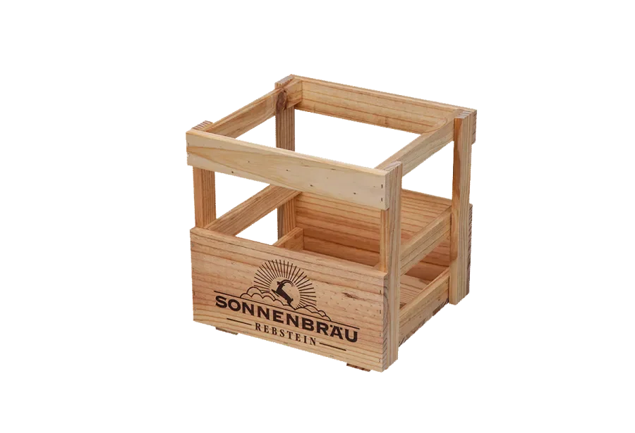 Beer crate for 9 bottles, pine, oiled with fire print refinement